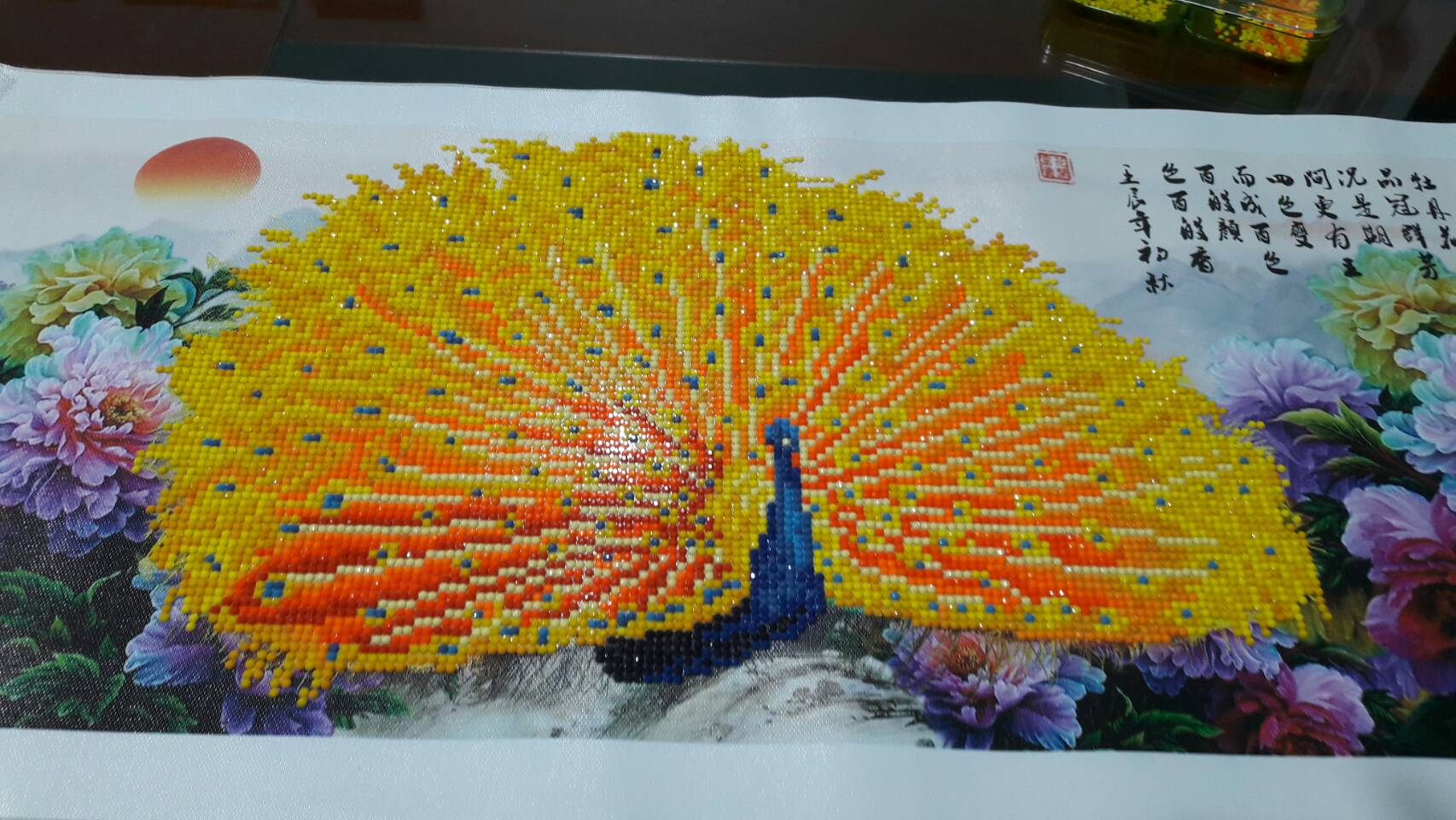 นกยูง ครอสติสคริสตัล Diamond painting โมเสก ภาพติดเพชร งานฝีมือ DIY