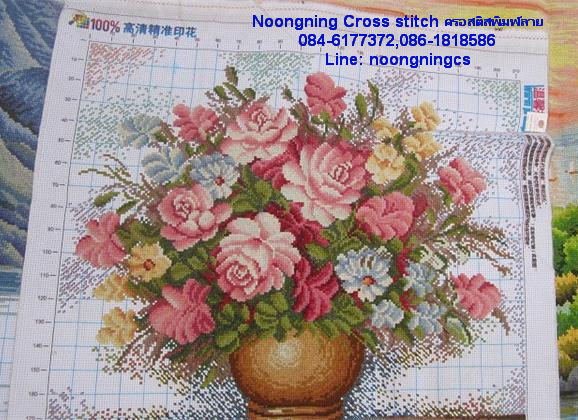 นกยูง ชุดปักครอสติส พิมพ์ลาย ครอสติสจีน งานฝีมือทำที่บ้าน DIY