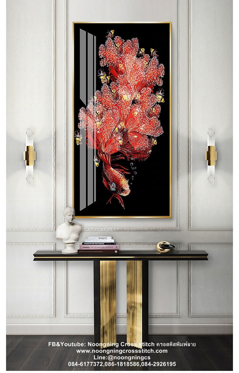 ปลากัด สวยงาม ครอสติสคริสตัล Diamond painting โมเสก ภาพติดเพชร งานฝีมือทำที่บ้าน DIY