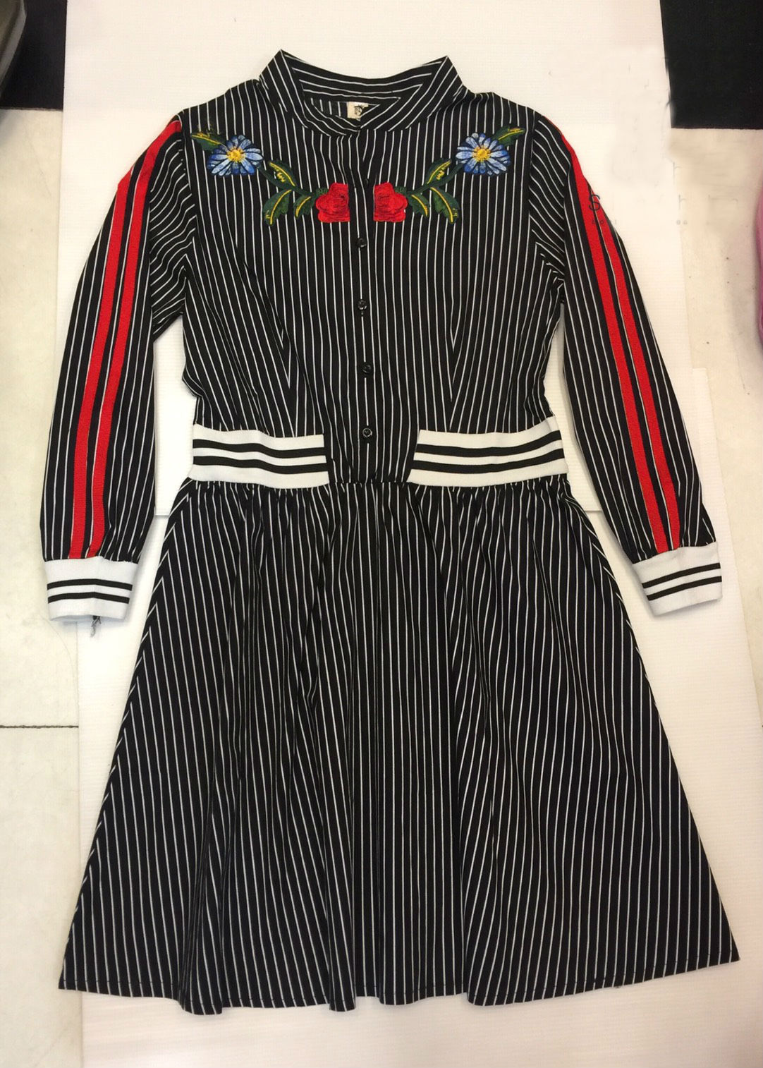 DS0049 เดรสแฟชั่น เดรสเกาหลี เดรสใส่ออกงาน เดรสลำลอง เดรสใส่เที่ยว เดรสไปงาน เดรสทำงาน เดรสสีดำ (ลายทาง)