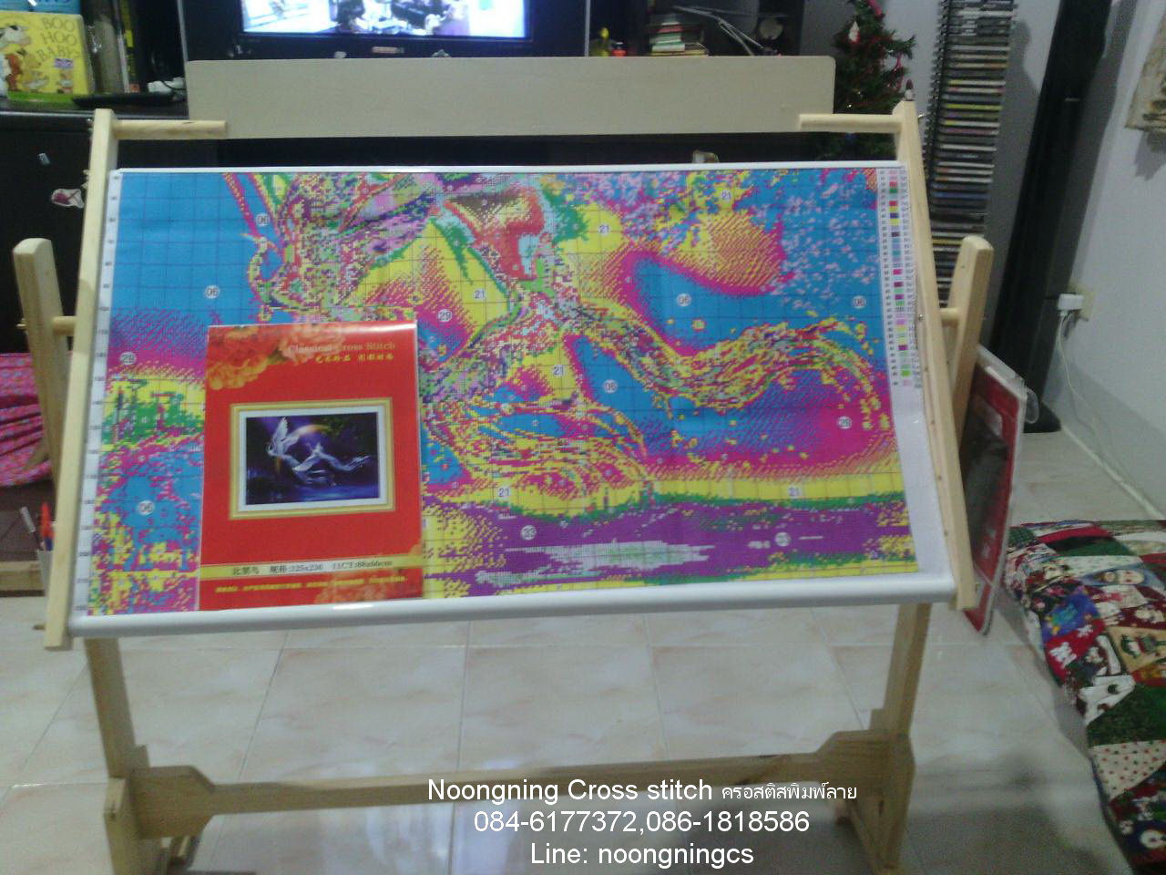 ฝูงช้าง ชุดปักครอสติช พิมพ์ลาย ครอสติสจีน งานฝีมือ DIY