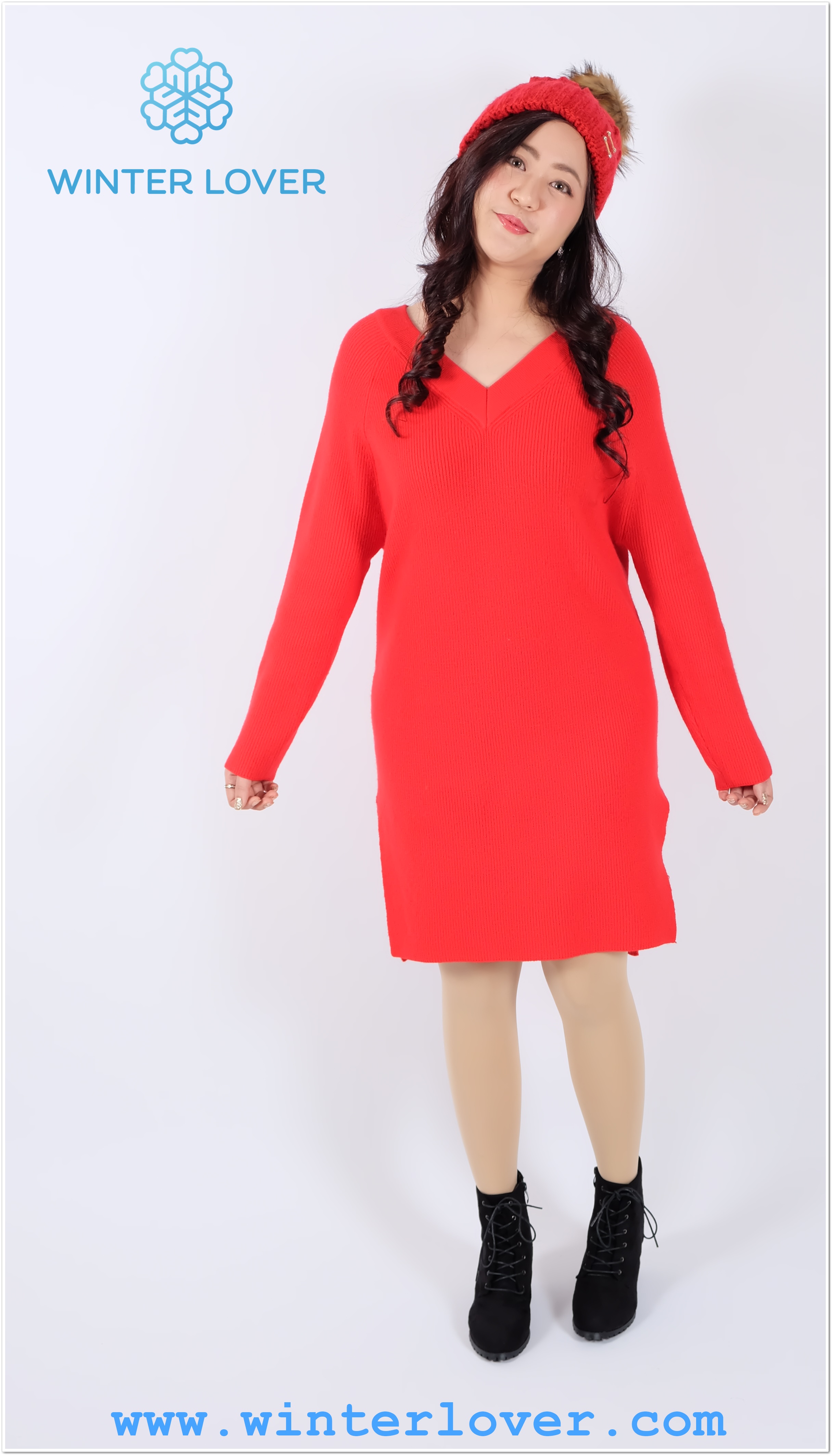 ชุดเดรสไหมพรมยาวคอวี สวยคลาสสิค แขนยาวตรง สวยหรู(พร้อมส่ง)(Free Size สาวอวบอ้วน)