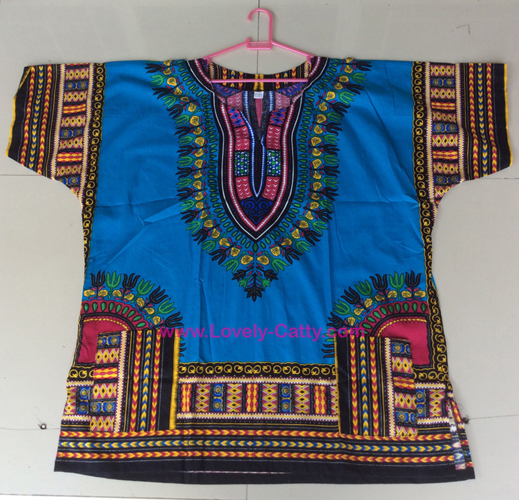 Sale++D8159**Jungo Dress **เดรส ลาย จังโก้ สีน้ำเงิน ผ้าคอตต้อนพิมพ์ลายสีสันสดใส มีกระเป๋าหน้า 2 ข้าง Size : อก 52 เอว 52 สะโพก 52” ความยาว 33”