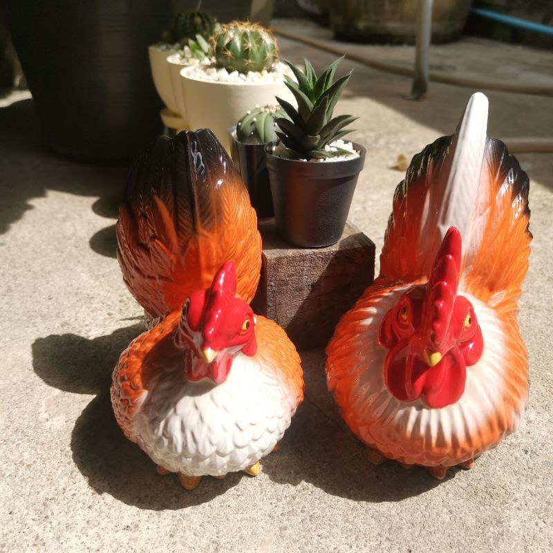 ตุ๊กตาตกแต่งสวน ไก่แจ้เซรามิก ไก่แจ้เซรามิค 1 คู่(ตัวผู้ และตัวเมีย) จัดสวน แต่งสวน จัดบ้าน แต่งบ้าน แต่งร้าน