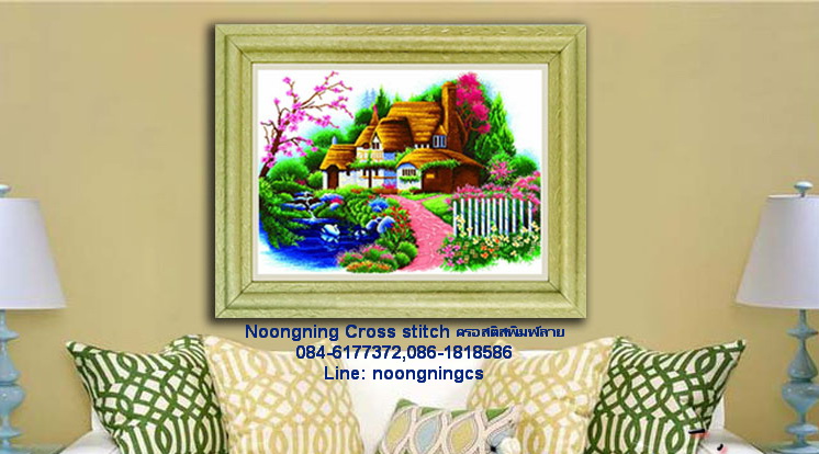 นกคู่ ชุดปักครอสติช พิมพ์ลาย ครอสติสจีน งานฝีมือ DIY