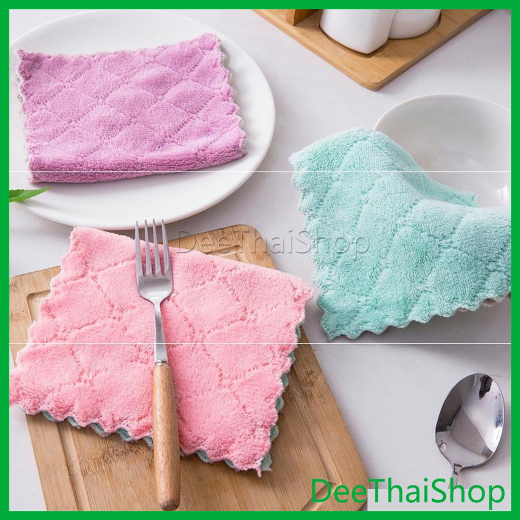 DeeThai ผ้าอเนคประสงค์ไมโครไฟเบอร์สำหรับทำความสะอาด คละสี ผ้าอเนกประสงค์ ผ้าขี้ริ้ว ผ้าเช็ดจาน ผ้าเช็ดมือ Clean Cloth