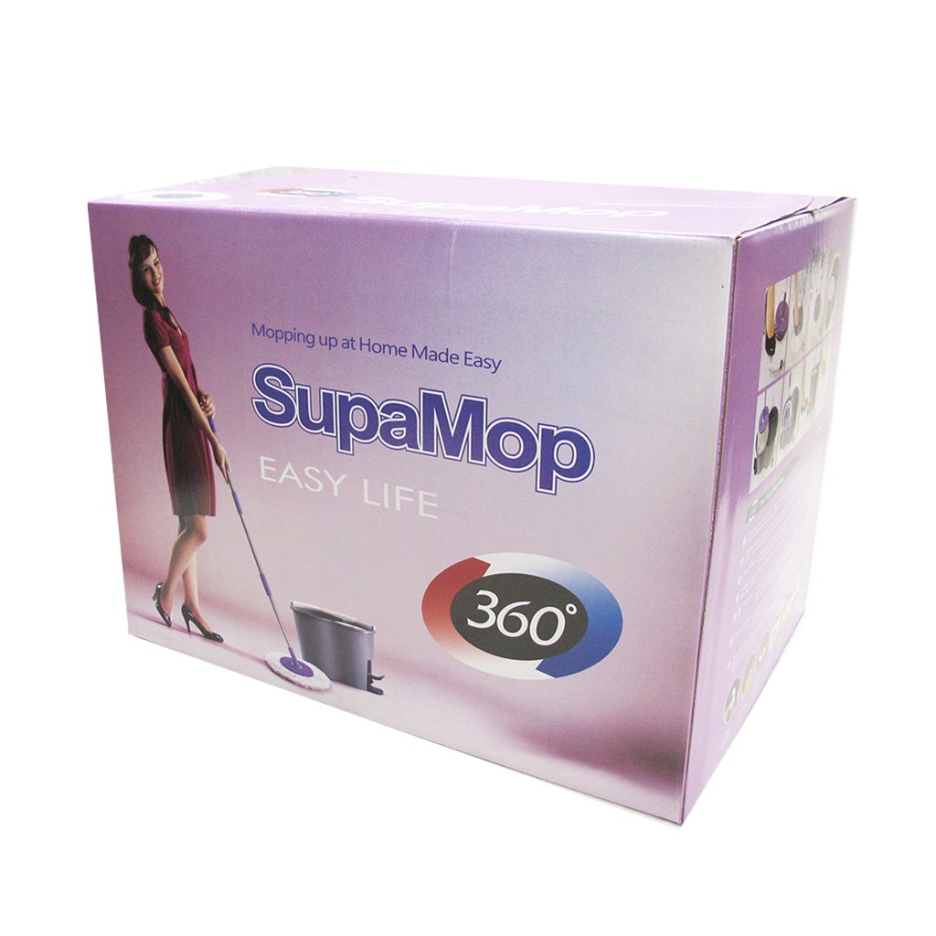 ไม้ม็อบถูพื้นไมโครไฟเบอร์ SupaMop รุ่นI หมุน360 องศา ทำความสะอาดง่าย อุปกรณ์ครบพร้อมผ้า2ผืน