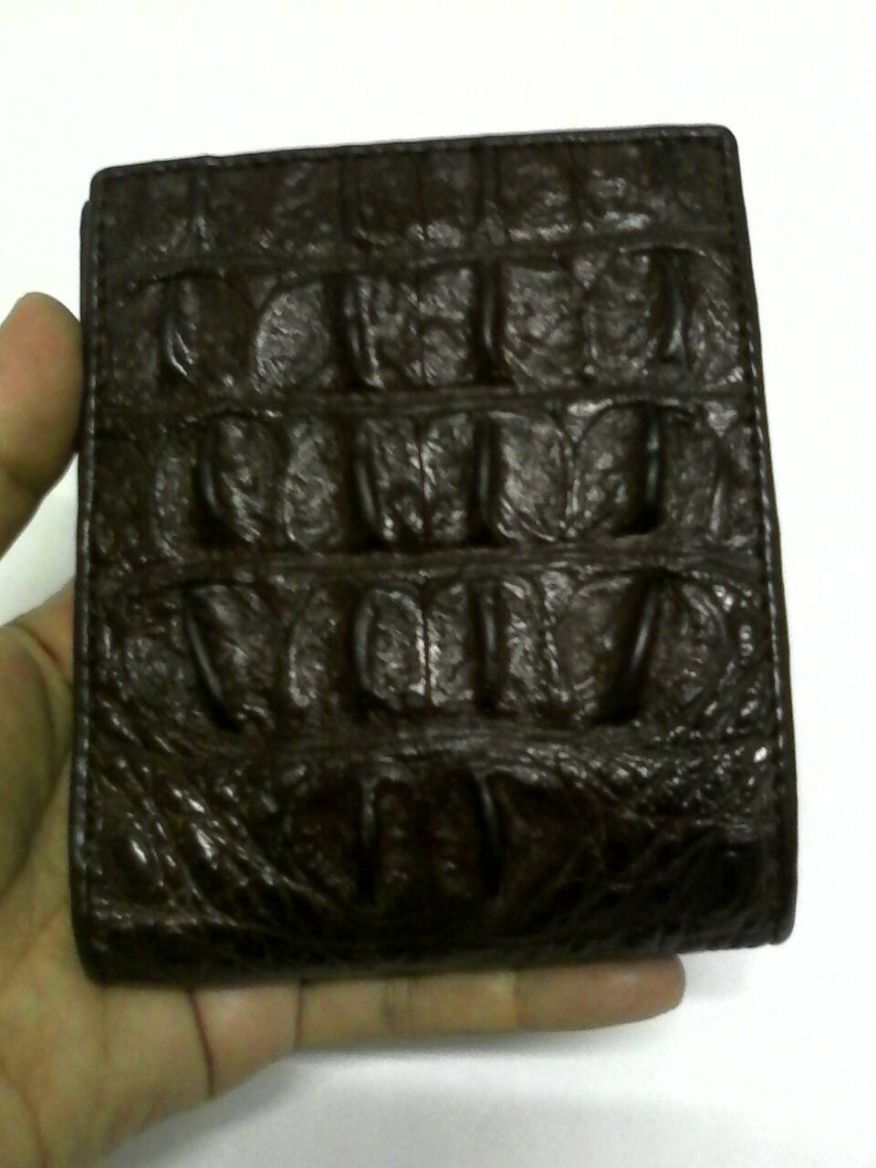 กระเป๋าหนังจระเข้แท้(กระดูกหัว) น้ำตาล2