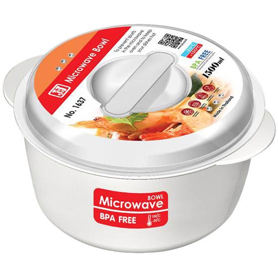 กล่องอาหาร ไมโครเวฟ กลม 1.5 ลิตร 1637 FOOD CONTAINER PP ROUND 1.5L MICROWAVE B