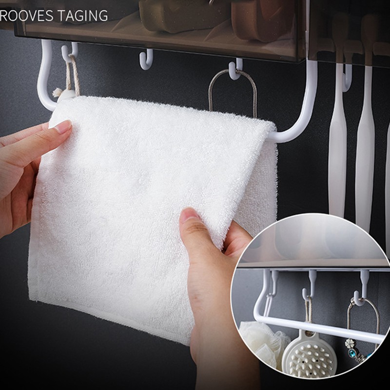 BestoreHome เครื่องบีบยาสีฟันอัต โนมัติมีที่แขวนแปรงสีฟัน เก็บแปรงสีฟันติดผนัง แถมชุดแก้วน้ำ สินค้ามีพร้อมส่ง