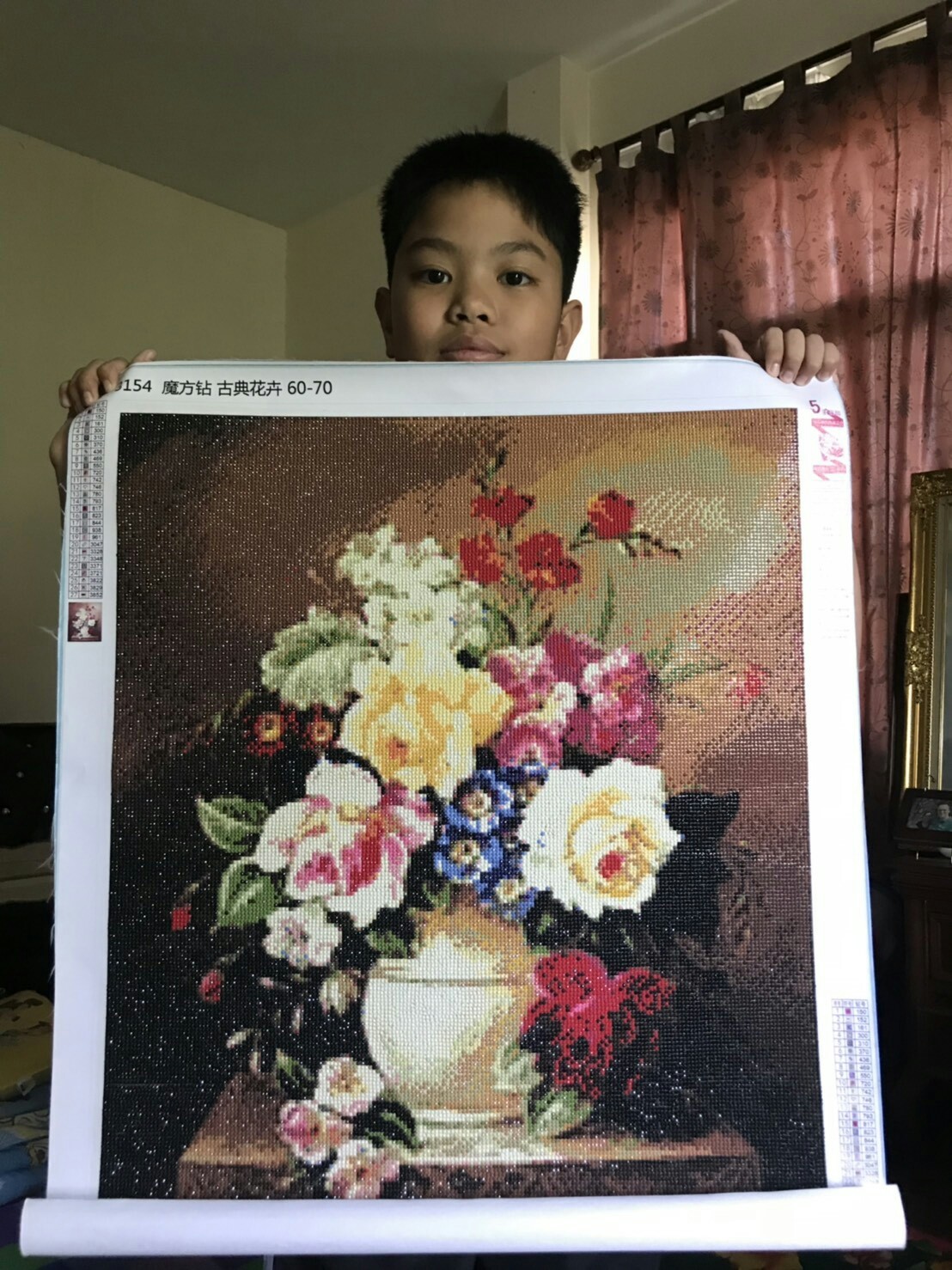 ดอกกุหลาบ ครอสติสคริสตัล Diamond painting โมเสก ภาพติดเพชร งานฝีมือทำที่บ้าน DIY