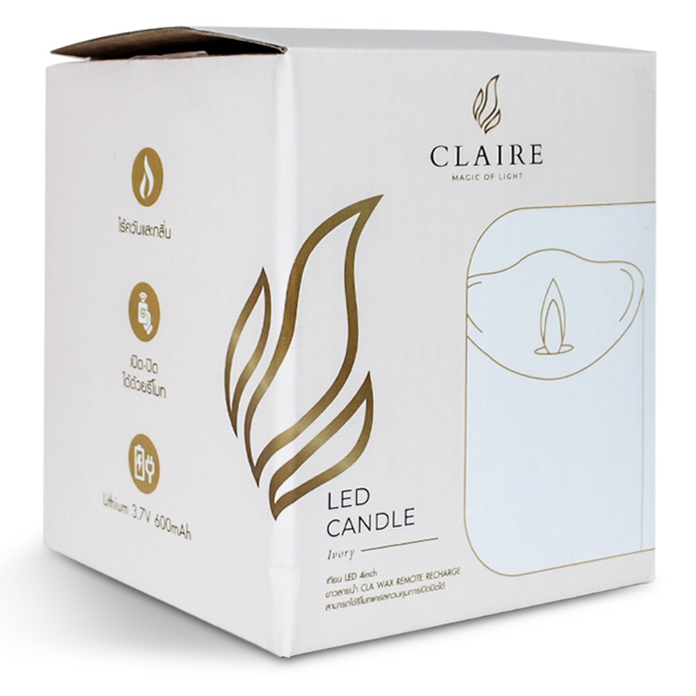 ธูปไฟฟ้า เทียนไฟฟ้า ธูปเทียนไฟฟ้า LED เทียนไฟฟ้า LED CLAIRE 4 นิ้ว สีขาว