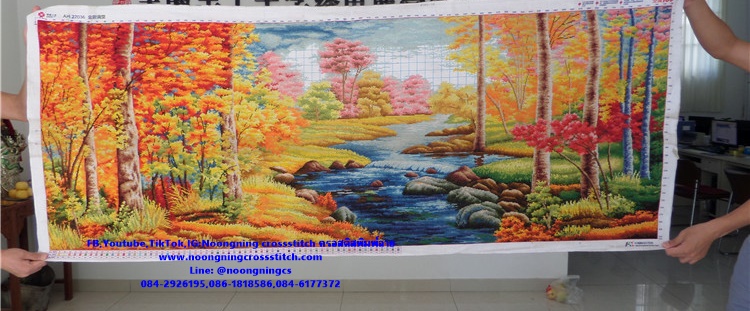 ทิวทัศน์ป่าเมเบิ้ล ครอสติสปักสำเร็จ11CT:ขนาดผ้า :190X80 ซม.