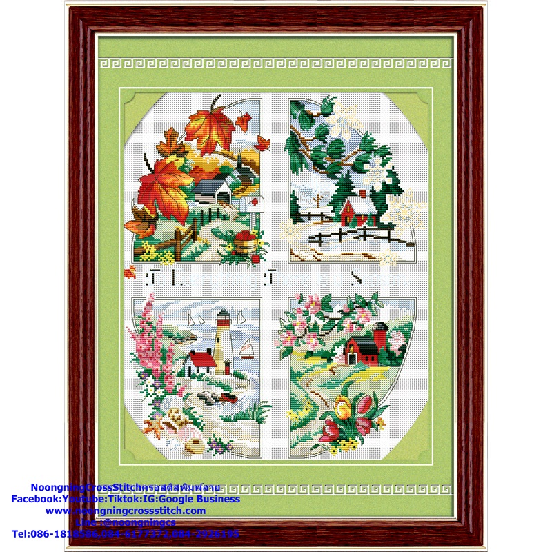 บ้าน4ฤดู ชุดปักครอสติช พิมพ์ลาย ครอสติสจีน งานฝีมือ DIY