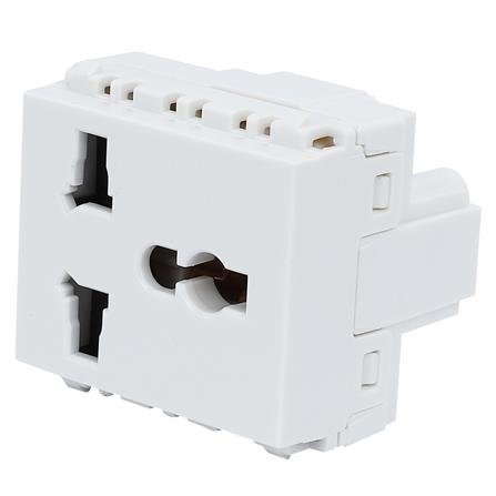 เต้ารับเดี่ยว 3 ขา PHILIPS 220 โวลต์ สีขาว ผลิตจากทองเหลืองอย่างดีไม่บิดงอง่าย