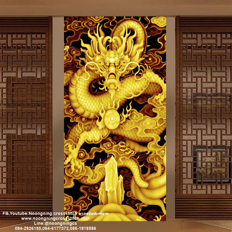มังกรทอง ครอสติสคริสตัล Diamond painting โมเสก ภาพติดเพชร งานฝีมือทำที่บ้าน DIY
