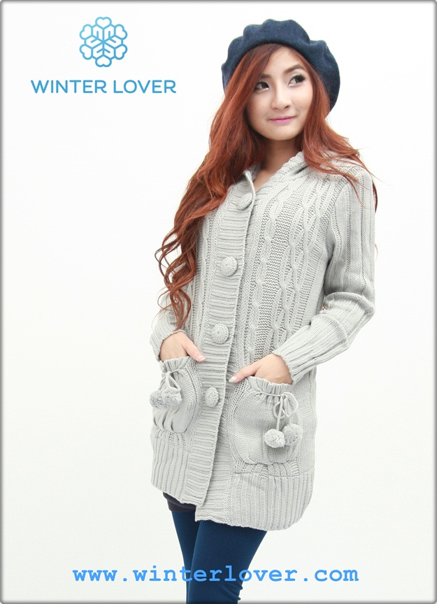 เสื้อกันหนาวสีเทาไหมพรมนุ่มพร้อมส่ง