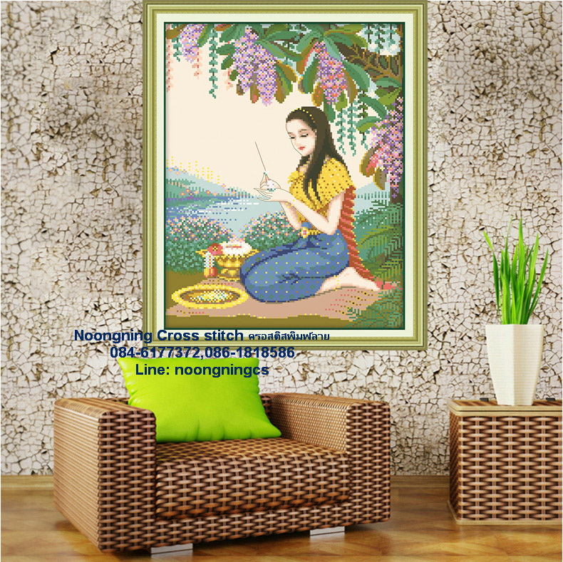 ตัวอักษรจีน ชุดปักครอสติช พิมพ์ลาย ครอสติสจีน งานฝีมือ DIY