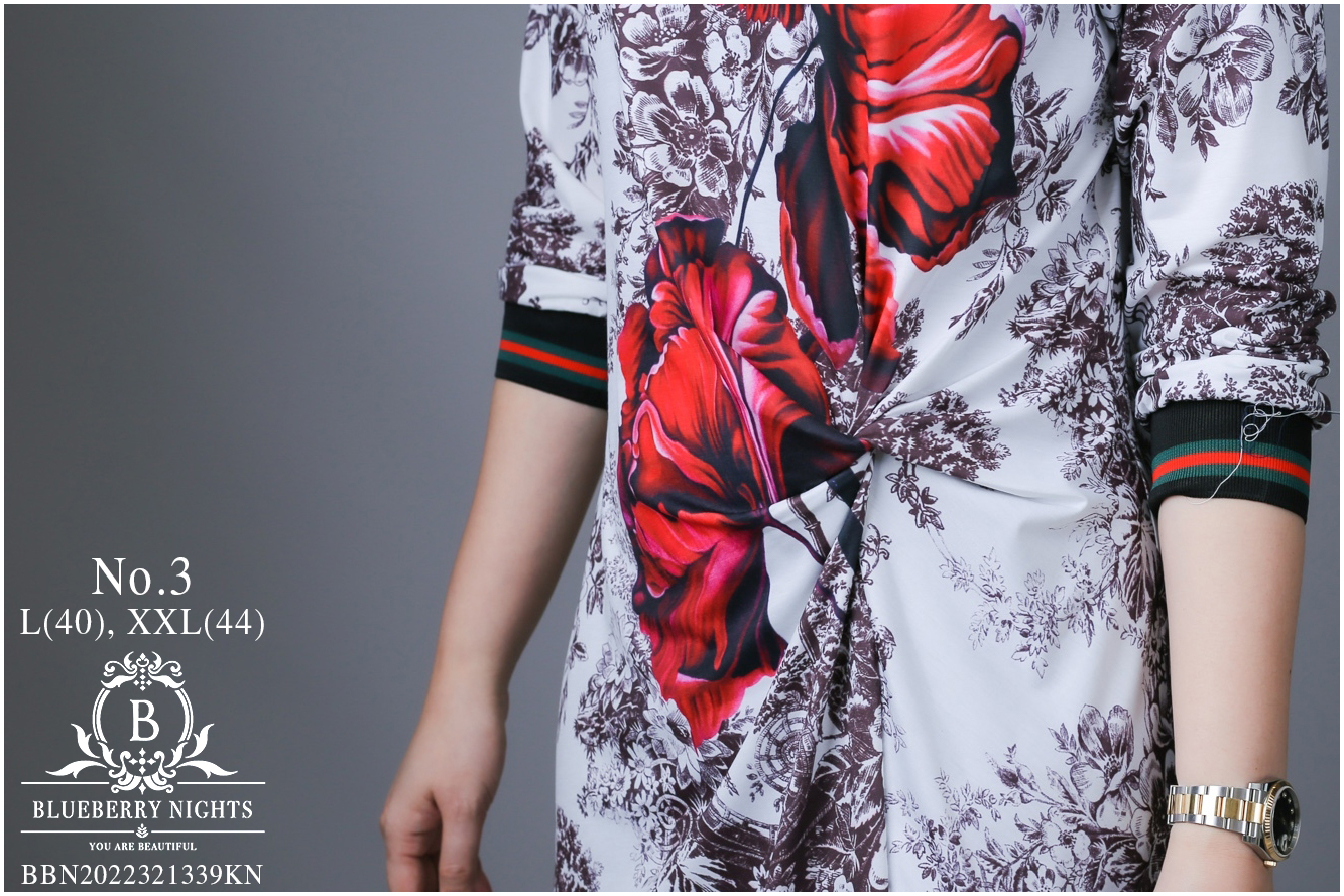 SaLe++14100 เดรสทีเชิ้ตผ้ายืดโพลีเอสเตอร์ผสมเนื้อนุ่มเกรดพรีเมี่ยม ตัดเย็บสวยเนี้ยบสไตล์แบรนด์เนมสุดหรู แพทเทิร์นเสื้อคอกลมแขนยาวปลายแขนยางยืด ช่วงเอวเย็บม้วนเกลียวช่วยอำพรางพุง #ซ่อนพุง ให้ดู #ผอมมีเอว ค่ะ พิมพ์ลายสีคมชัดสวยเป๊ะ ใส่สวยได้ทุกๆโอกาส หรูหรา