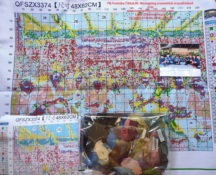 ครอสติส สั่งทํา 60x50ซม รูปเพื่อนที่รัก ชุดปักครอสติส พิมพ์ลาย ครอสติสจีน งานฝีมือทำที่บ้าน DIY