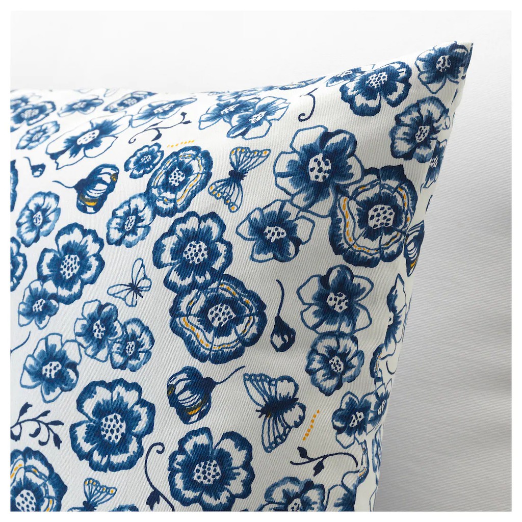 หมอน หมอนอิง หมอนโซฟา SÅNGLÄRKA ซงแลร์กา หมอนอิง, ลายดอกไม้, น้ำเงิน ขาว, 65x40 ซม.