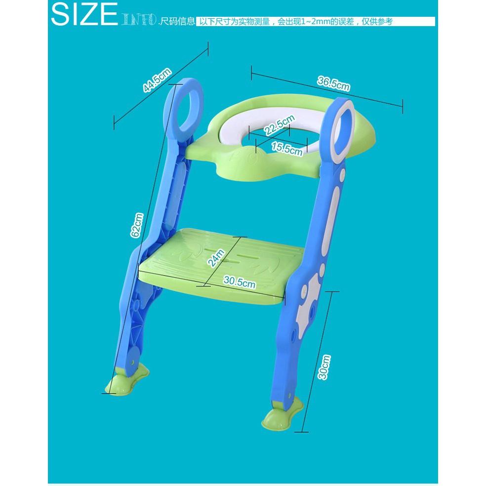 ฝารองนั่งชักโครกเด็ก แบบมีบันได ที่วางเท้าปรับระดับได้ ฝารองชักโครกเด็ก พับเก็บได้ ที่รองชัก บันไดชักโครกฝึกเข้าห้องน้ำ