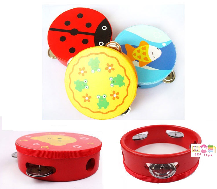 เเทรมบูรีน ของเล่นไม้ เคาะจังหวะ การ์ตูน คละลาย