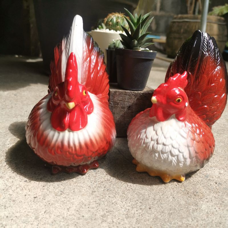 ตุ๊กตาตกแต่งสวน ไก่แจ้เซรามิก ไก่แจ้เซรามิค 1 คู่(ตัวผู้ และตัวเมีย) จัดสวน แต่งสวน จัดบ้าน แต่งบ้าน แต่งร้าน