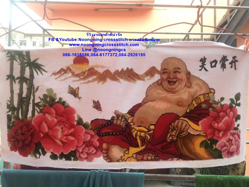 พระสังกัจจายจ์ ชุดปักครอสติส พิมพ์ลาย ครอสติสจีน งานฝีมือทำที่บ้าน DIY