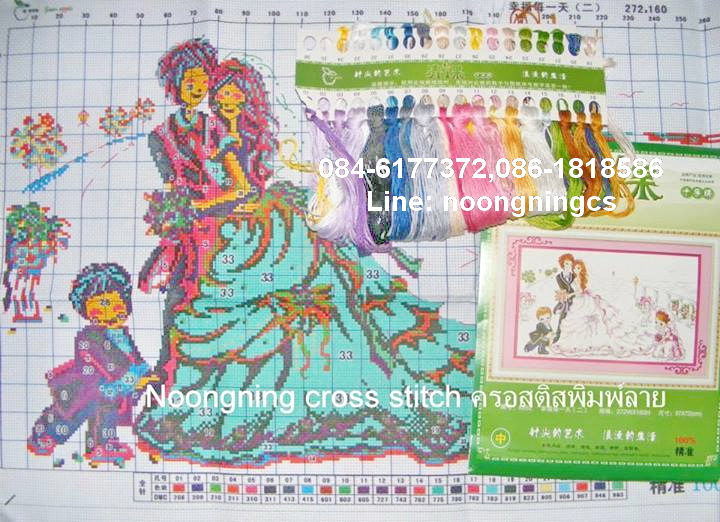 ดอกไม้ ชุดปักครอสติช พิมพ์ลาย ครอสติสจีน งานฝีมือ DIY