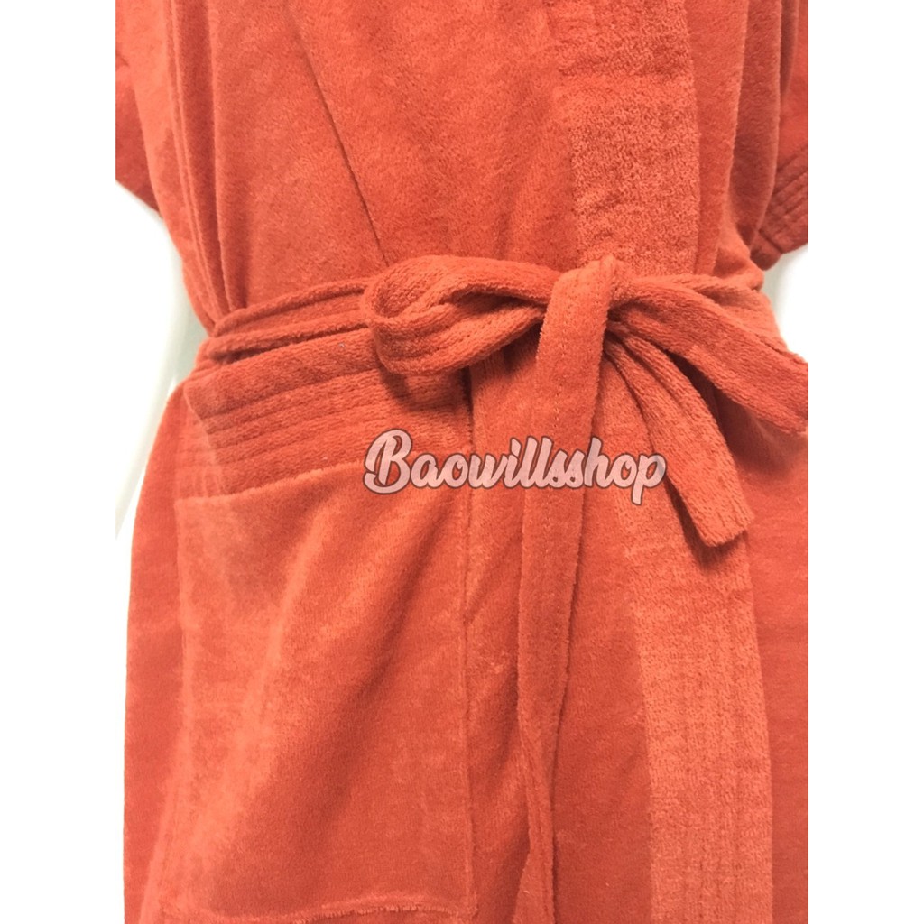 🔥ชุดคลุมอาบน้ำ เสื้อคลุมอาบน้ำ เสื้อคลุมแต่งหน้า ผ้าขนหนู ขนาดFree size (สีส้มอิฐ)