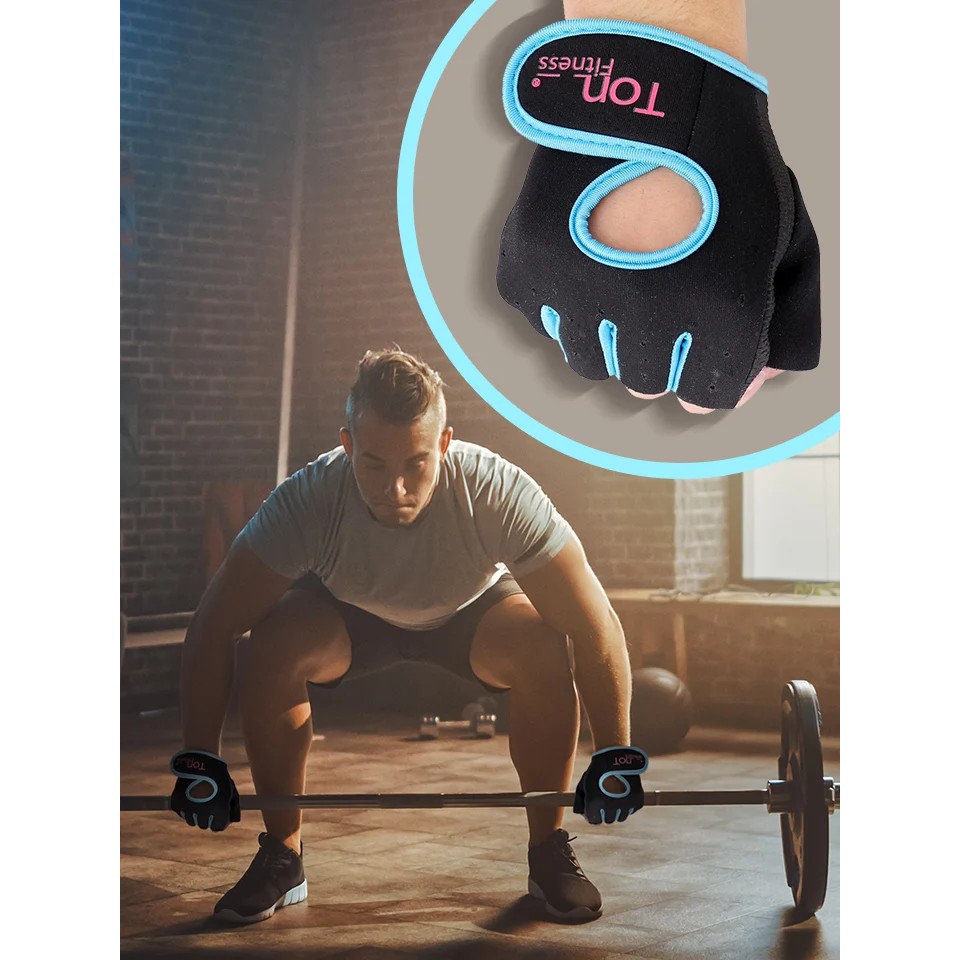 !!สินค้าขายดี!! ถุงมือแบบ Half-Finger สำหรับใส่เล่นฟิตเนส Half-Finger Fitness Gloves