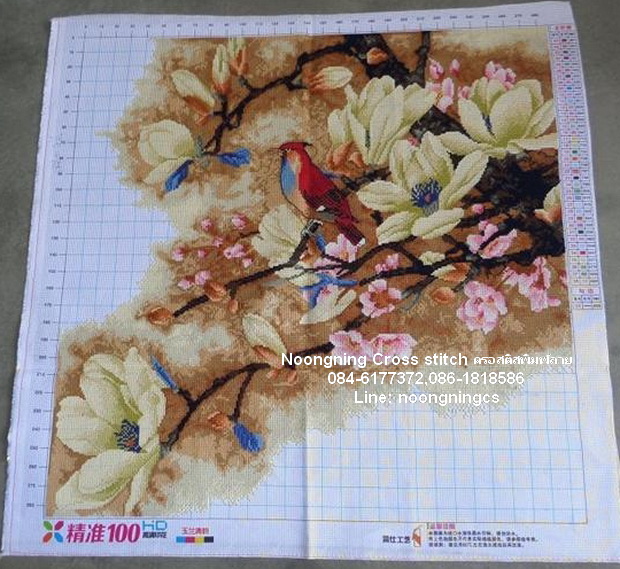 ปลาคราฟคู่ ดอกบัว ชุดปักครอสติส พิมพ์ลาย ครอสติสจีน งานฝีมือทำที่บ้าน DIY