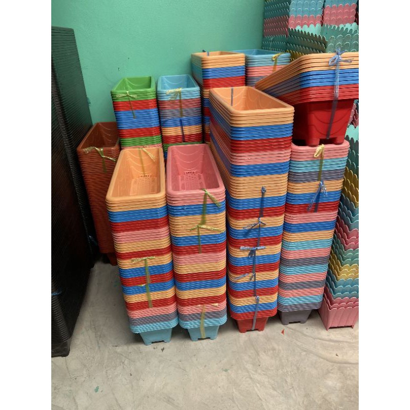 กระถางต้นไม้พลาสติกรางยาว ปลูกต้นไม้และผักสวนครัว ขนาด ยาว 31.5 ซม. x สูง 9 ซม. x กว้าง 10.5 ซม.