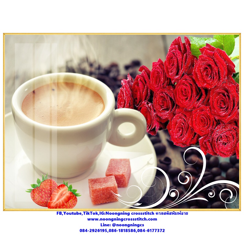coffee time ชุดปักครอสติส พิมพ์ลาย ครอสติสจีน งานฝีมือทำที่บ้าน DIY