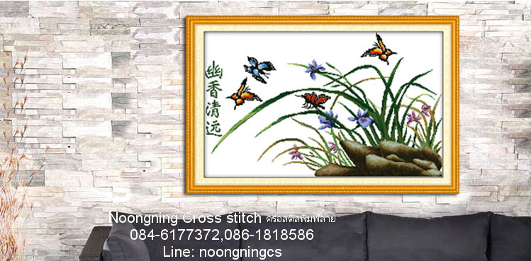 ดอกไม้ ชุดปักครอสติช พิมพ์ลาย ครอสติสจีน งานฝีมือ DIY