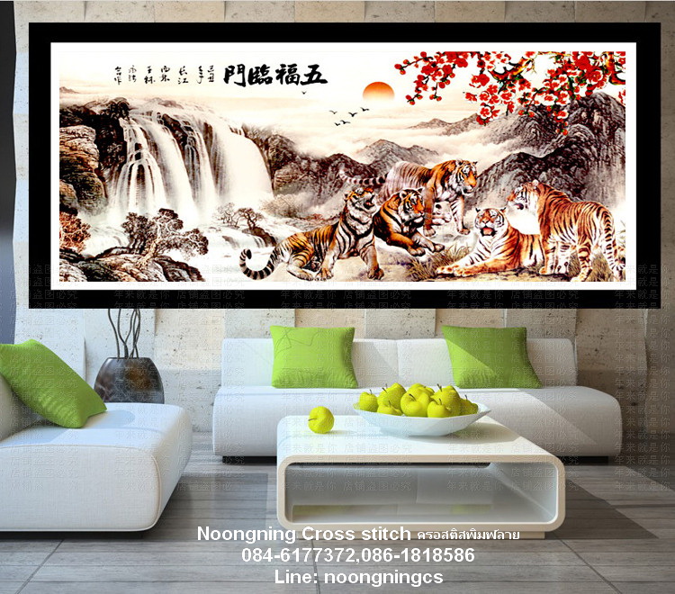 ปลาคู่สีแดง ชุดปักครอสติช พิมพ์ลาย ครอสติสจีน งานฝีมือ DIY