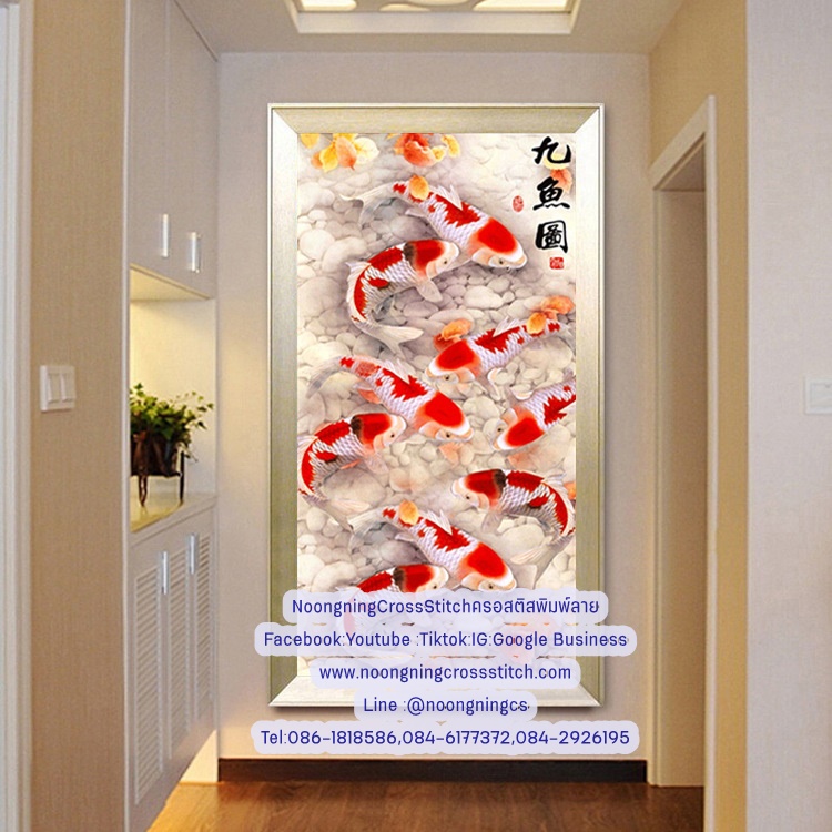 ปลาคราฟมงคลสวยงาม ครอสติสคริสตัล Diamond painting โมเสก ภาพติดเพชร งานฝีมือทำที่บ้าน DIY