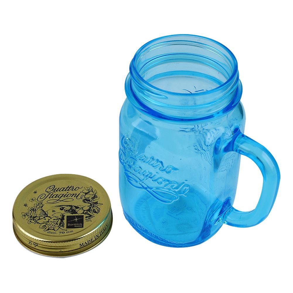 ขวดโหลแก้วฟ้ามีหู BORMIOLI ฝาเกลียวทอง 0.4 ลิตร CANISTER GLASS 0.4L SCREW LID