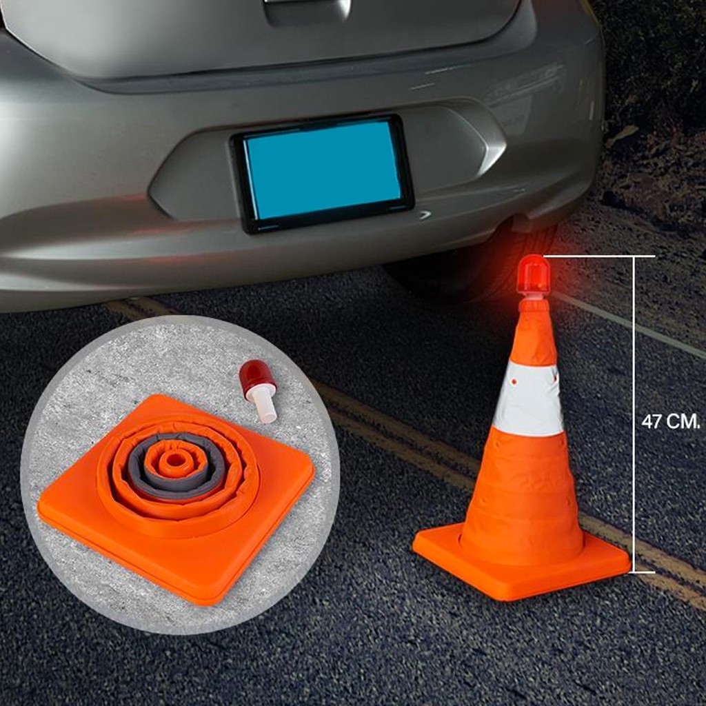 !!สินค้าขายดี!! เซ็ตกรวยจราจรแบบพับได้พร้อมไฟฉุกเฉิน Emergency Cone & Light