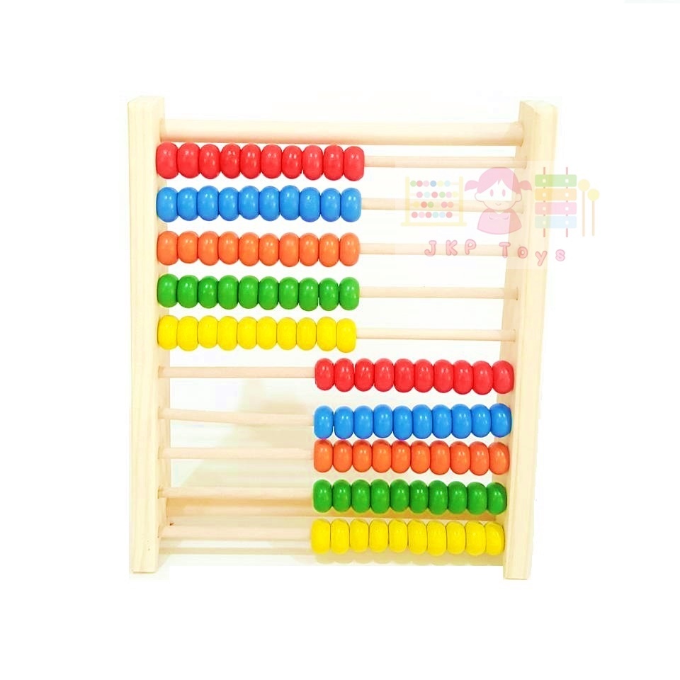 ของเล่นไม้เสริมพัฒนาการ ลูกคิด 10 แถว สอนนับเลข ขนาดเล็ก ใช้ตัั้งโต๊ะเล่นได้