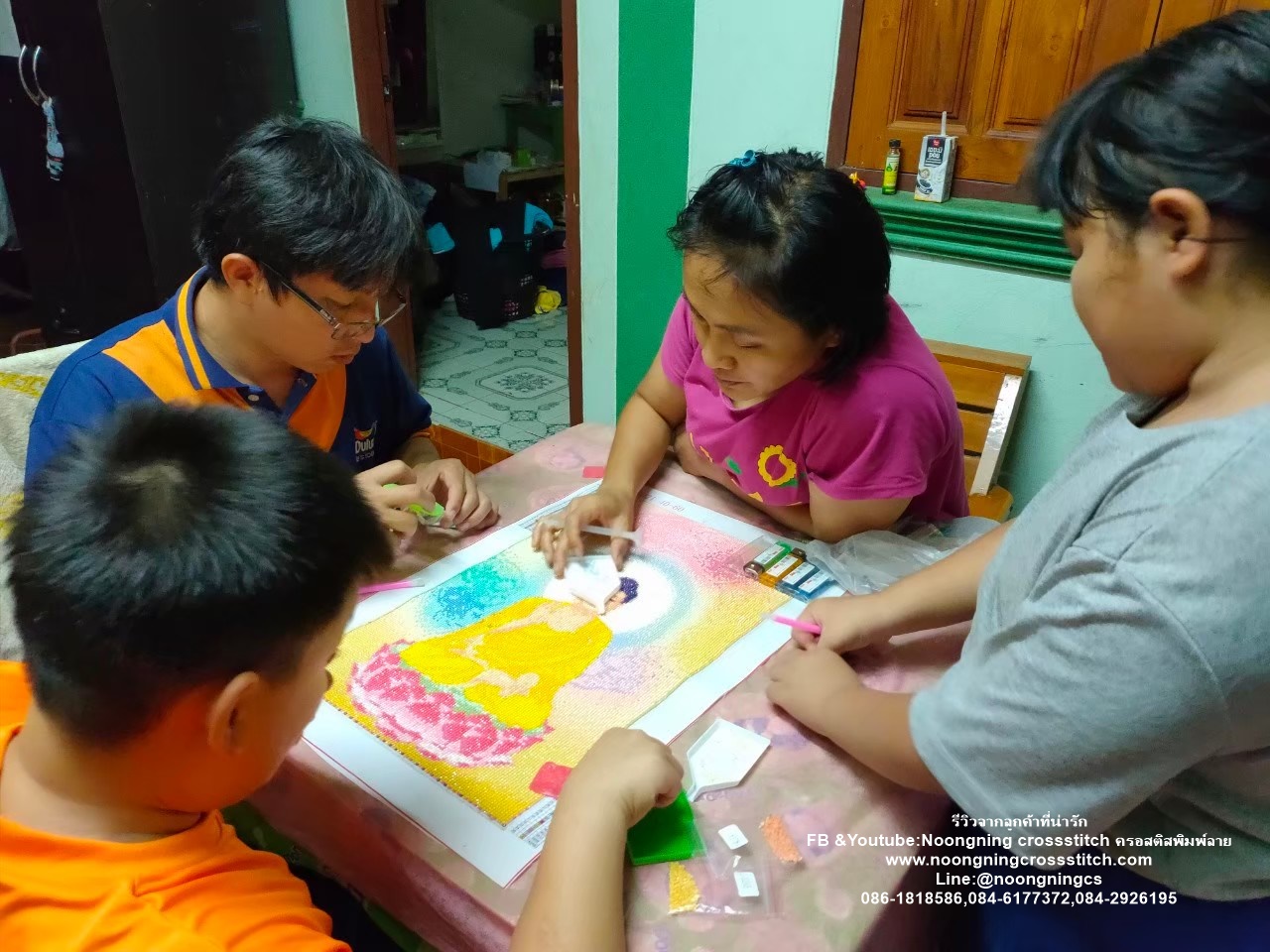 กวางทอง นกยูง พระจันทร์สวยงาม ครอสติสคริสตัล Diamond painting โมเสก ภาพติดเพชร งานฝีมือทำที่บ้าน DIY