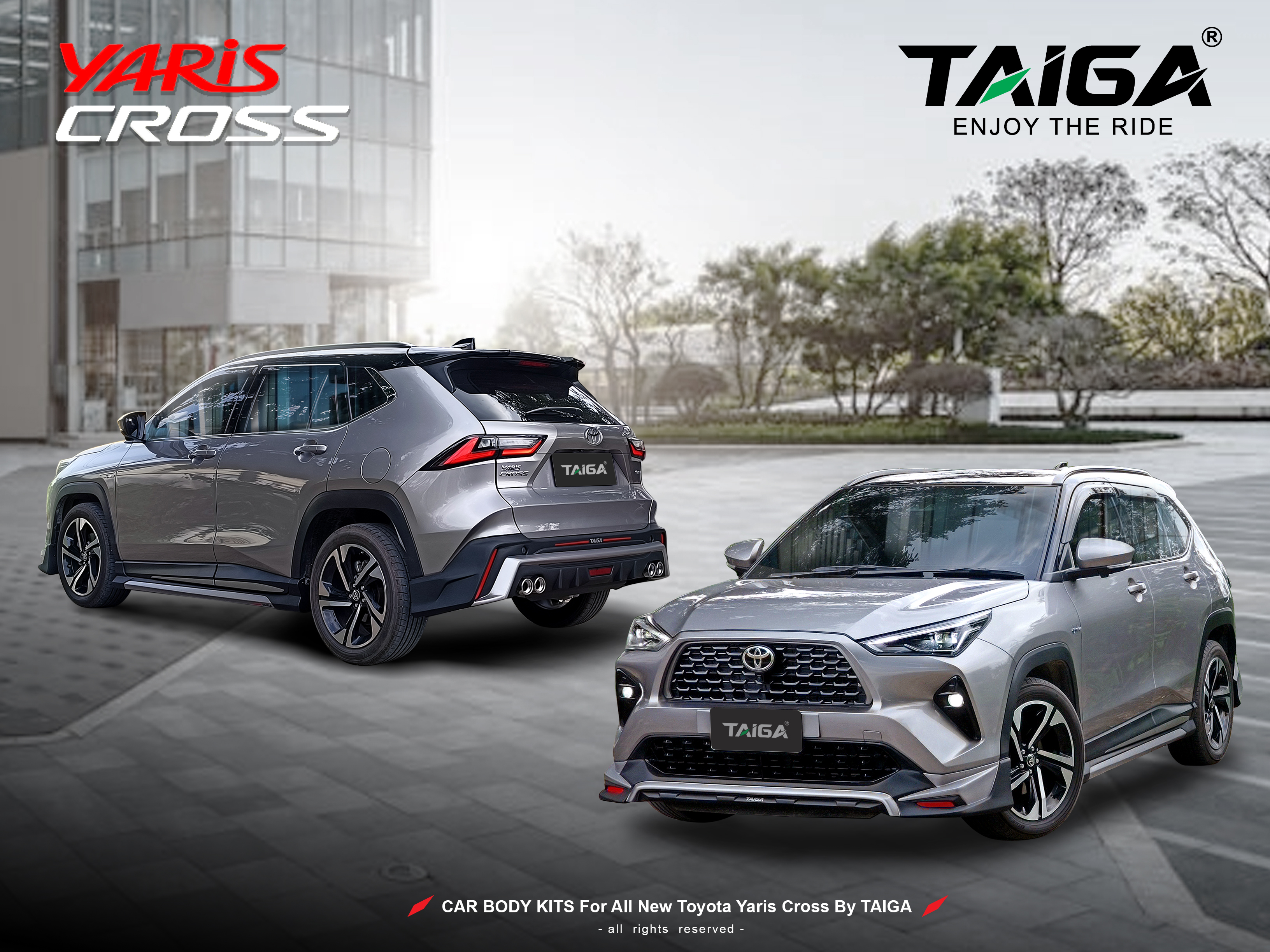 ชุดแต่งรถ-สเกิร์ต-อุปกรณ์แต่งรถ New Toyota Yaris Cross 2023-2025 ทรง Taiga