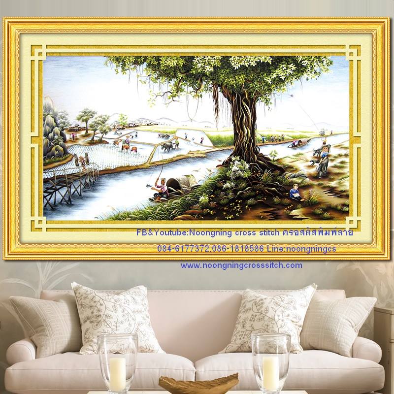 วิถีชีวิตชนบท ชุดปักครอสติช พิมพ์ลาย ครอสติสจีน งานฝีมือ DIY