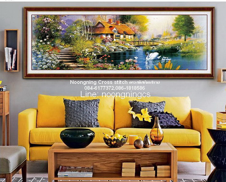 วิวบ้าน ชุดปักครอสติส พิมพ์ลาย ครอสติสจีน งานฝีมือทำที่บ้าน DIY