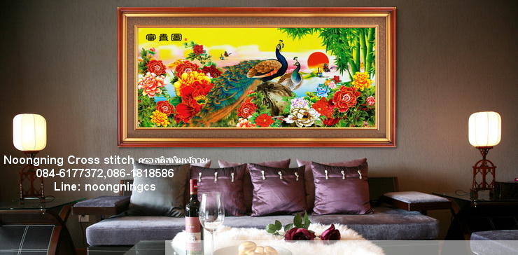 ม้า8ตัวมงคล ชุดปักครอสติส พิมพ์ลาย ครอสติสจีน งานฝีมือทำที่บ้าน DIY