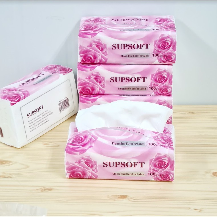 at.homemart กระดาษทิชชู่ 1 ห่อ กระดาษชำระ ไร้ฝุ่น ไม่เป็นขุย แพ็ค 100 แผ่น หนา 3 ชั้น(ห่อกุหลาบ)