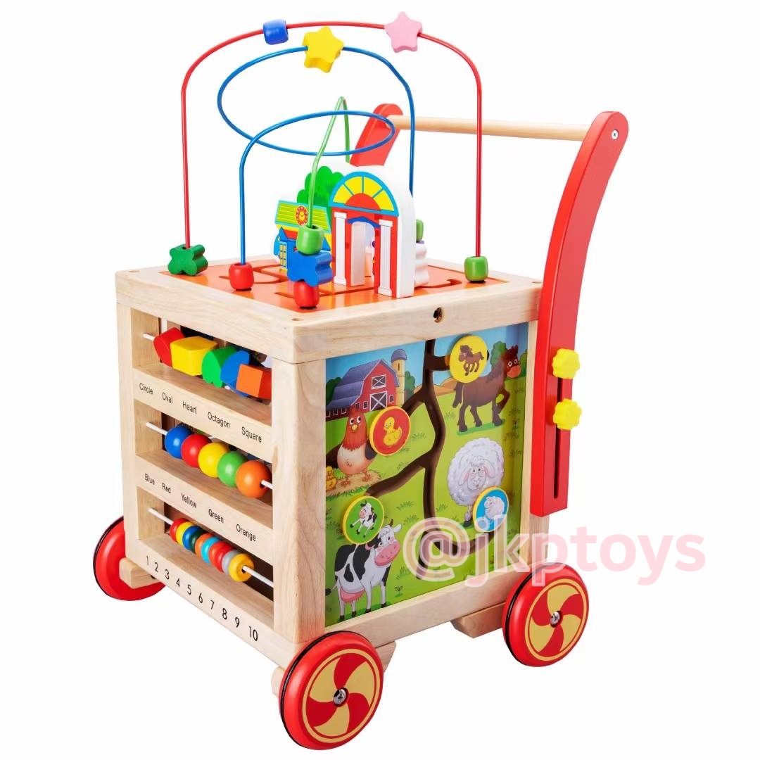 รถผลักเดินเเละกล่องกิจกรรมไม้5ด้าน (เหมือนงาน busy zoo เลยคะ ) เป็นผลักเดินไม้ได้ด้วย คุ้มสุดๆ