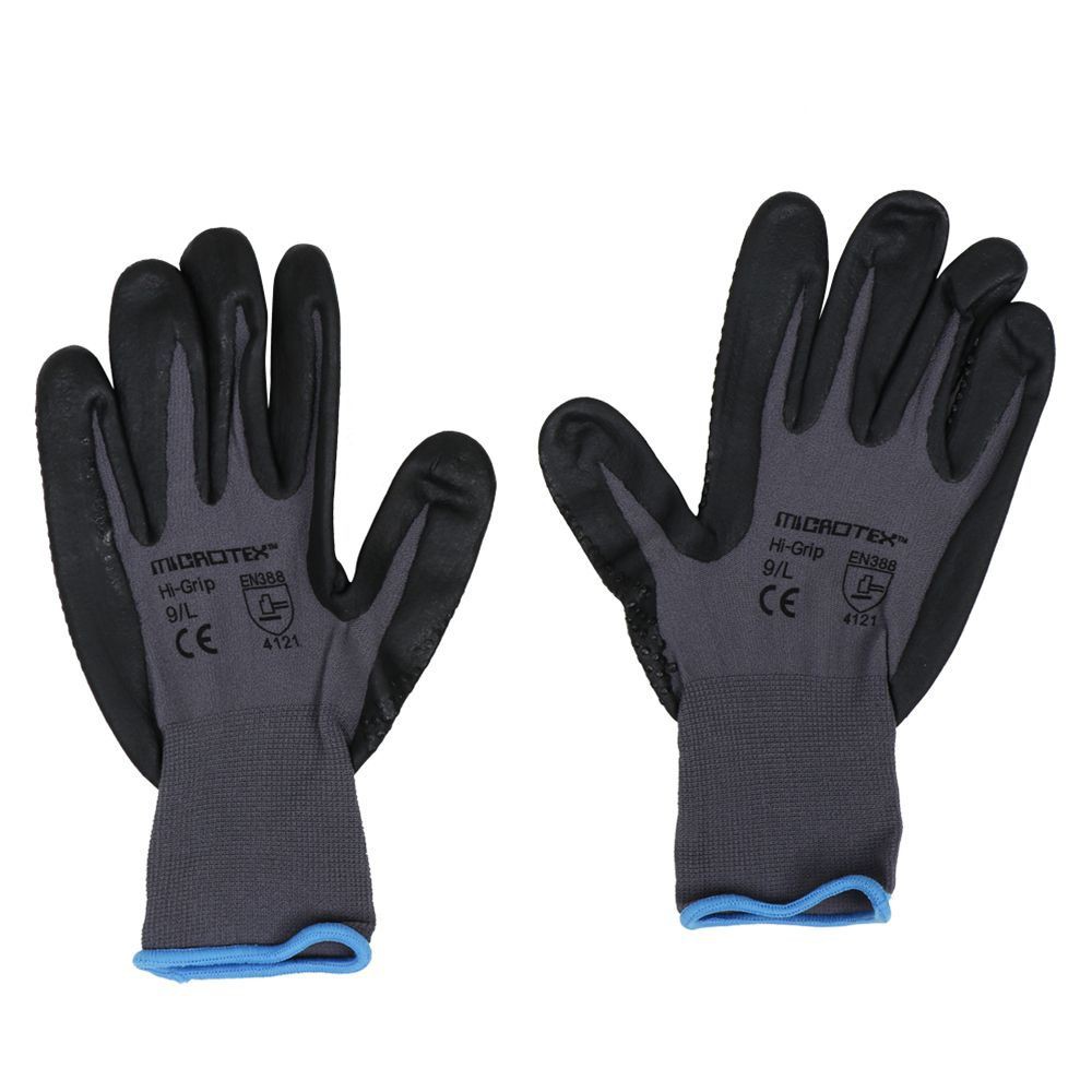 ถุงมือถักเคลือบไมโครโฟมไนไตร MICROTEX สีดำ/สีเทา NYLON KATO DOTTED GLOVES MICROTEX BLACK/GRAY