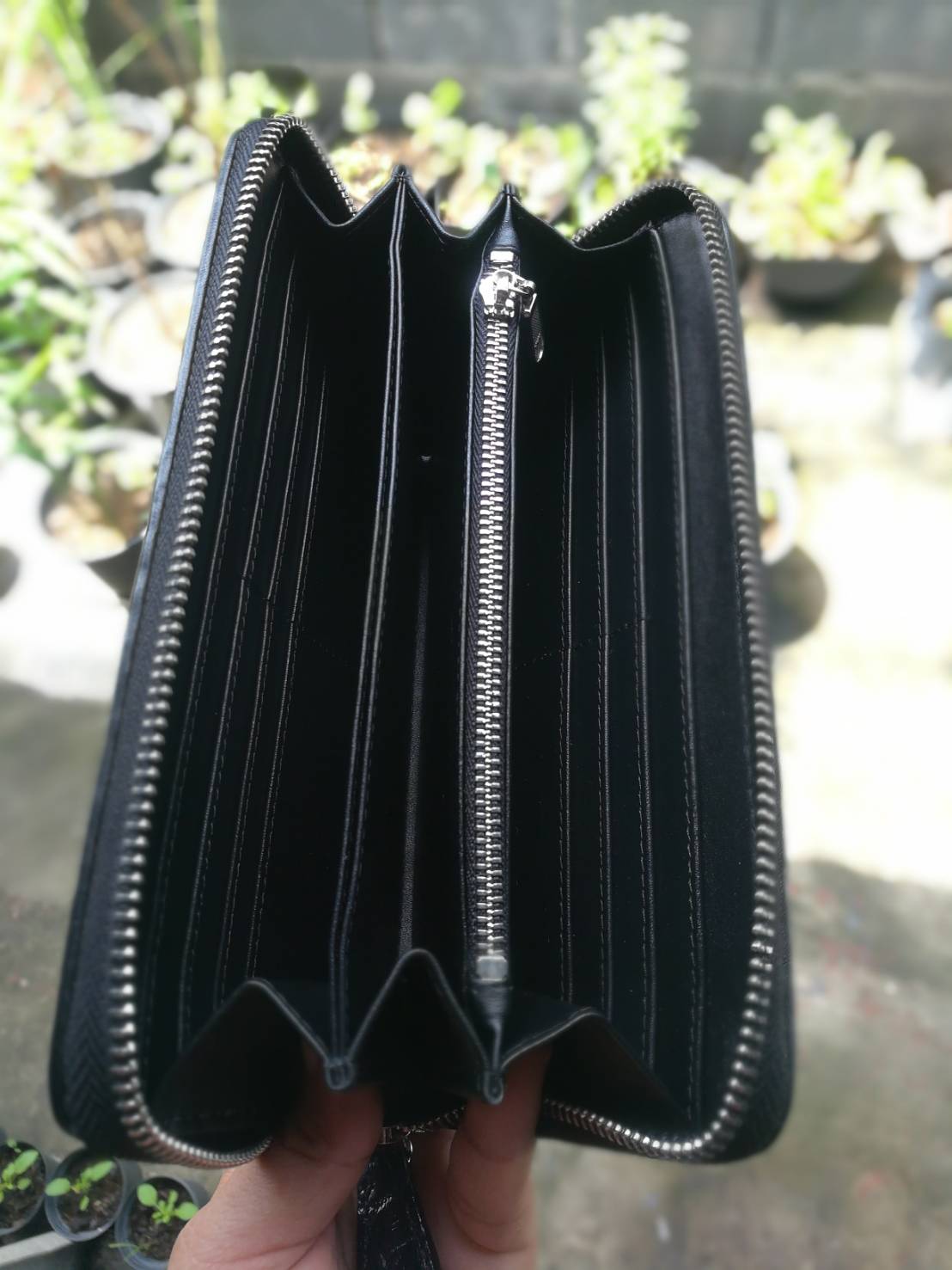 กระเป๋าหนังจระเข้แท้แบบซิปเดี่ยว(หนังกระดูกหัว)